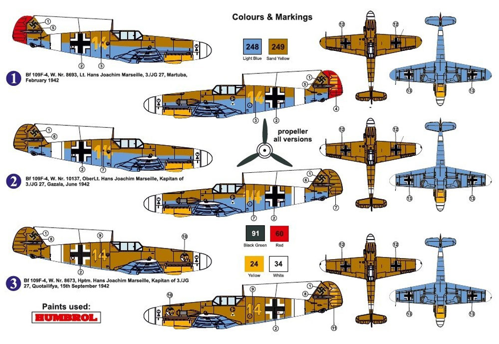 メッサーシュミット Bf109F-4 JG.27 マルセイユ リミテッドエディション プラモデル (AZ model 1/72 エアクラフト プラモデル No.AZ7629) 商品画像_2