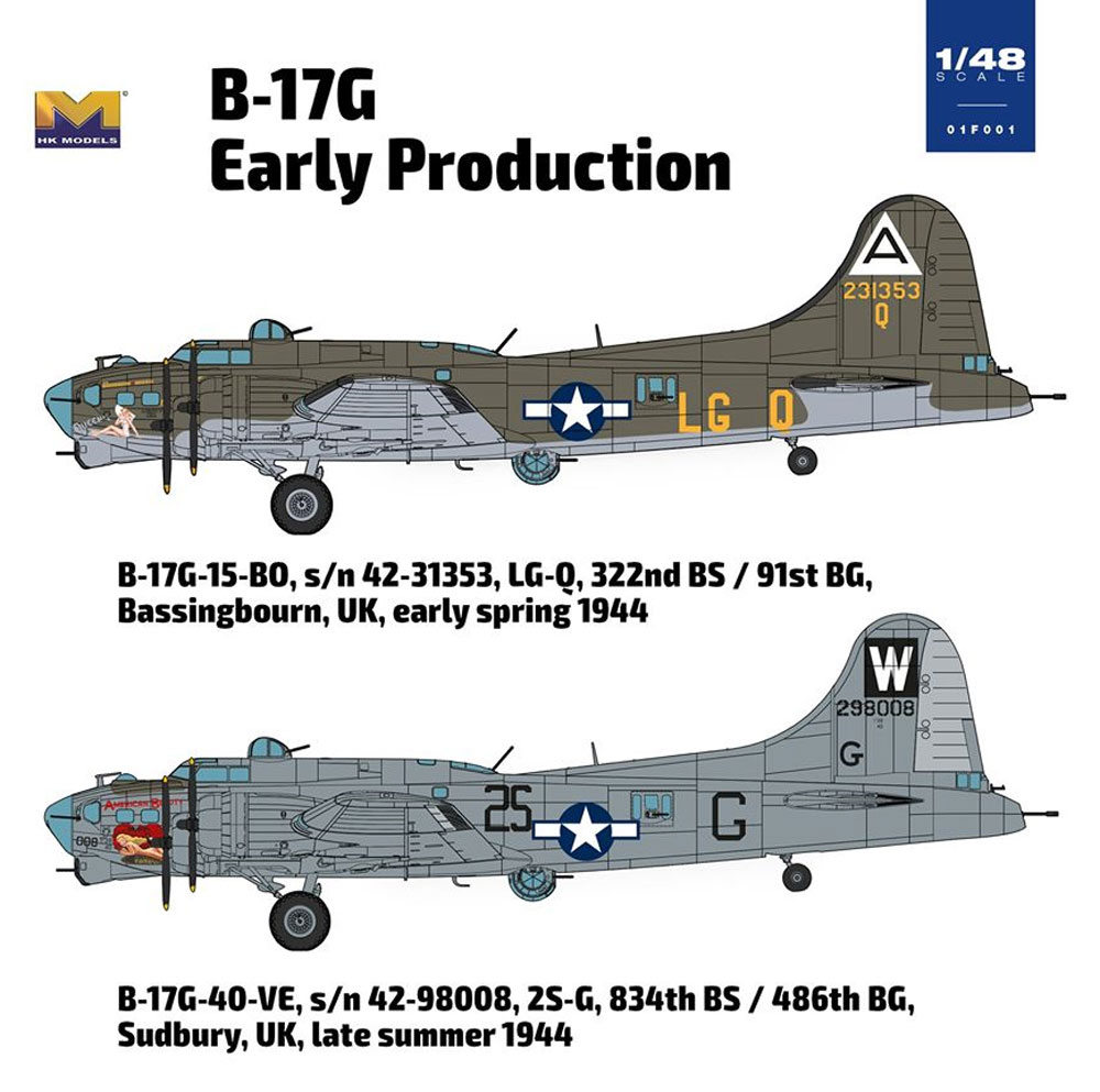 B-17G フライングフォートレス 前期型 プラモデル (HKモデル 1/48 エアクラフト No.01F001) 商品画像_2