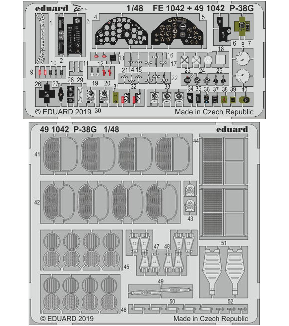 P-38G エッチングパーツ (タミヤ用) エッチング (エデュアルド 1/48 エアクラフト用 カラーエッチング (49-×) No.491042) 商品画像_1