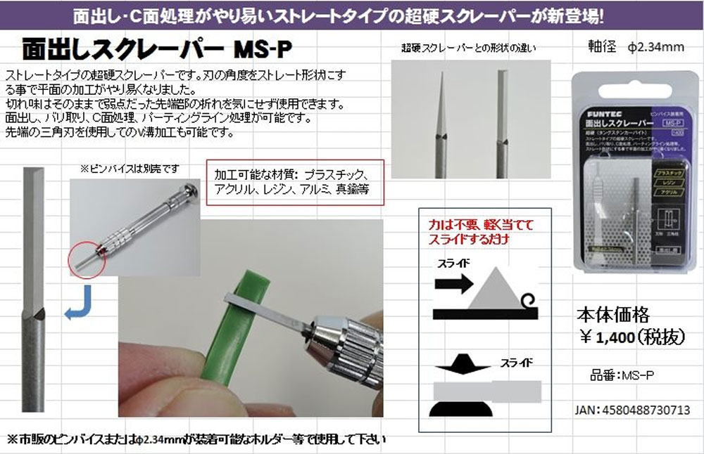 面出しスクレーパー スクレーパー (ファンテック 超硬スクレーパー No.MS-P) 商品画像_3