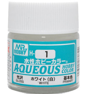 H-1 ホワイト (白) 光沢 塗料 (GSIクレオス 水性ホビーカラー AQUEOUS No.H-001) 商品画像