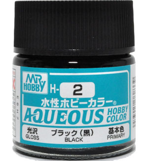 H-2 ブラック (黒） 光沢 塗料 (GSIクレオス 水性ホビーカラー AQUEOUS No.H-002) 商品画像