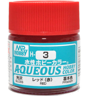 レッド (赤） 光沢 (H-3） 塗料 (GSIクレオス 水性ホビーカラー AQUEOUS No.H-003) 商品画像
