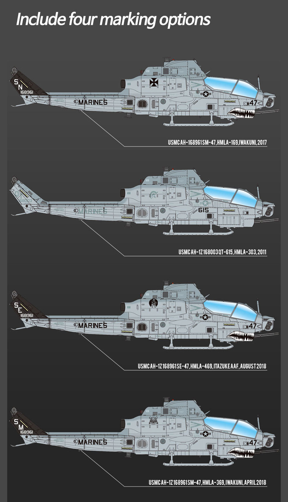 アメリカ海兵隊 AH-1Z ヴァイパー シャークマウス プラモデル (アカデミー 1/35 Armors No.12127) 商品画像_2