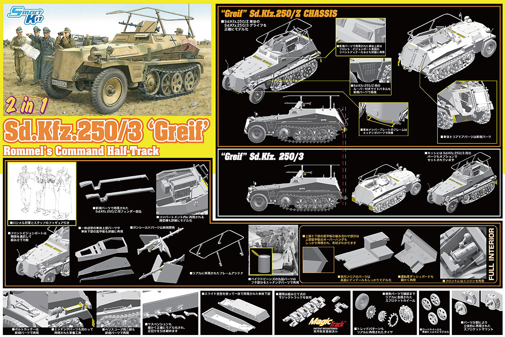 ドイツ Sd.Kfz.250/3 グライフ フルインテリア 2in1 w/ロンメルフィギュア プラモデル (ドラゴン 1/35 '39-'45 Series No.6911) 商品画像_2