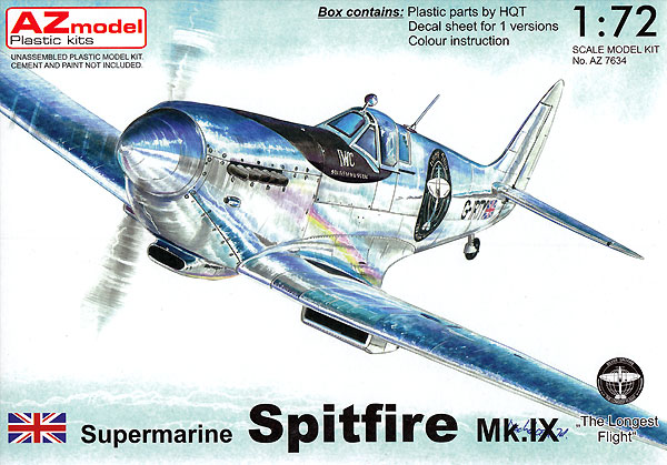 スーパーマリン スピットファイア Mk.9 ロンゲスト・フライト プラモデル (AZ model 1/72 エアクラフト プラモデル No.AZ7634) 商品画像