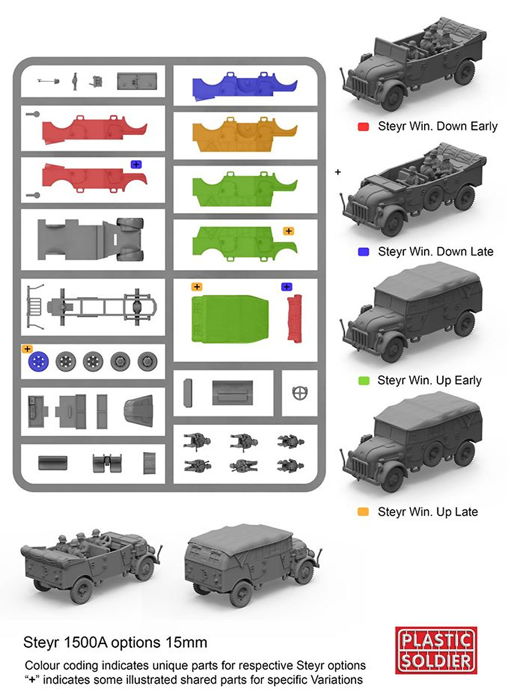 ドイツ軍 シュタイヤー 重兵員車 前期型/後期型 (3キット入) プラモデル (プラスチックソルジャー World War 2 No.WW2V20031) 商品画像_1