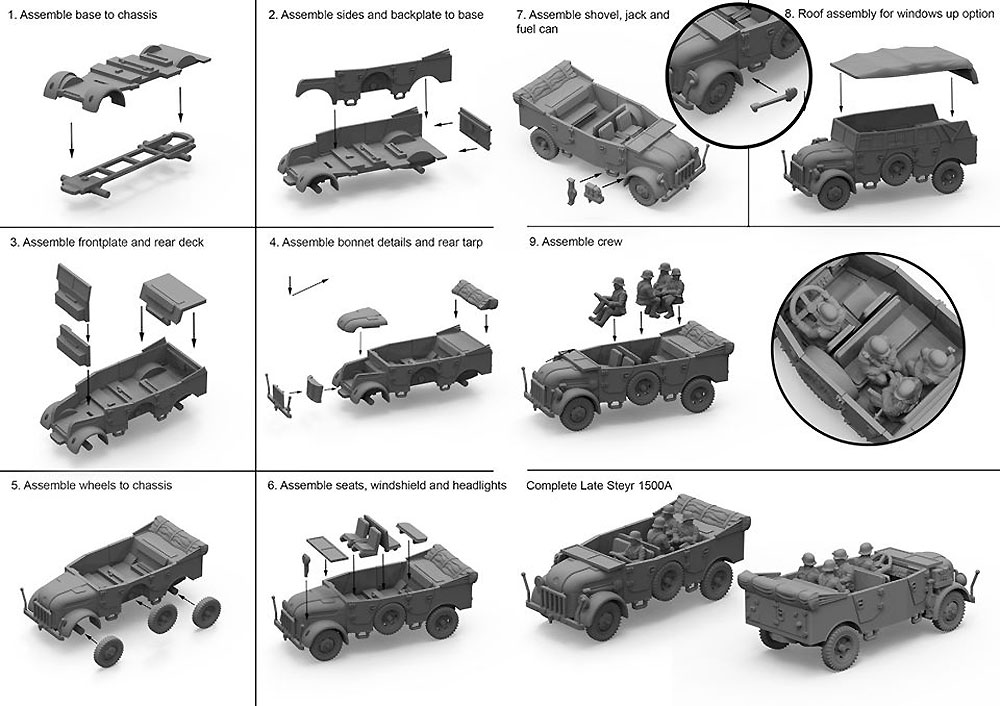 ドイツ軍 シュタイヤー 重兵員車 前期型/後期型 (3キット入) プラモデル (プラスチックソルジャー World War 2 No.WW2V20031) 商品画像_2