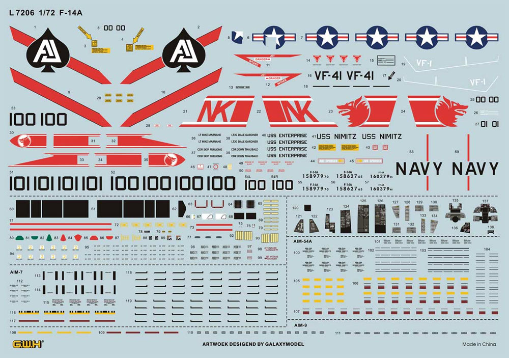 アメリカ海軍 F-14A トムキャット 艦上戦闘機 プラモデル (グレートウォールホビー 1/72 エアクラフト プラモデル No.L7206) 商品画像_1