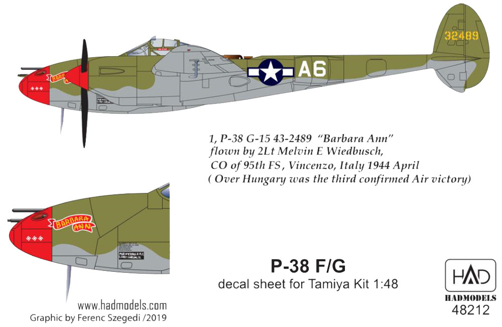 P-38F/G ライトニング デカール (タミヤ用) デカール (HAD MODELS 1/48 デカール No.HAD48212) 商品画像_2