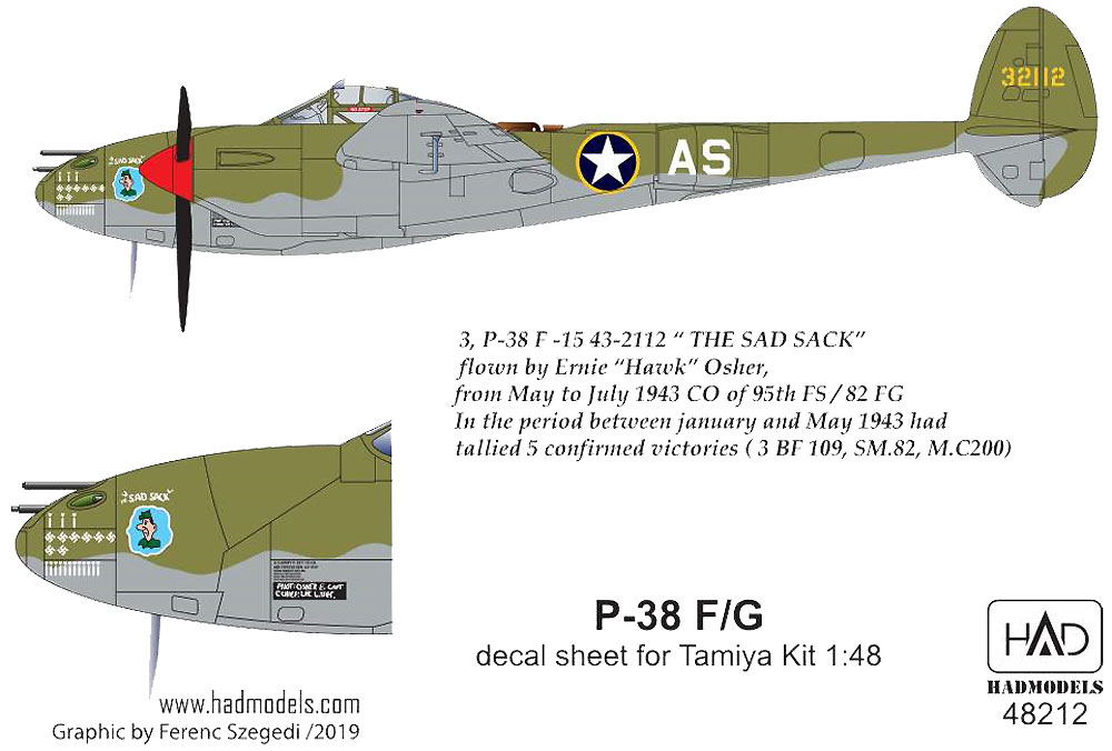 P-38F/G ライトニング デカール (タミヤ用) デカール (HAD MODELS 1/48 デカール No.HAD48212) 商品画像_3