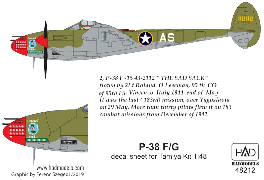 P-38F/G ライトニング デカール (タミヤ用) デカール (HAD MODELS 1/48 デカール No.HAD48212) 商品画像_4