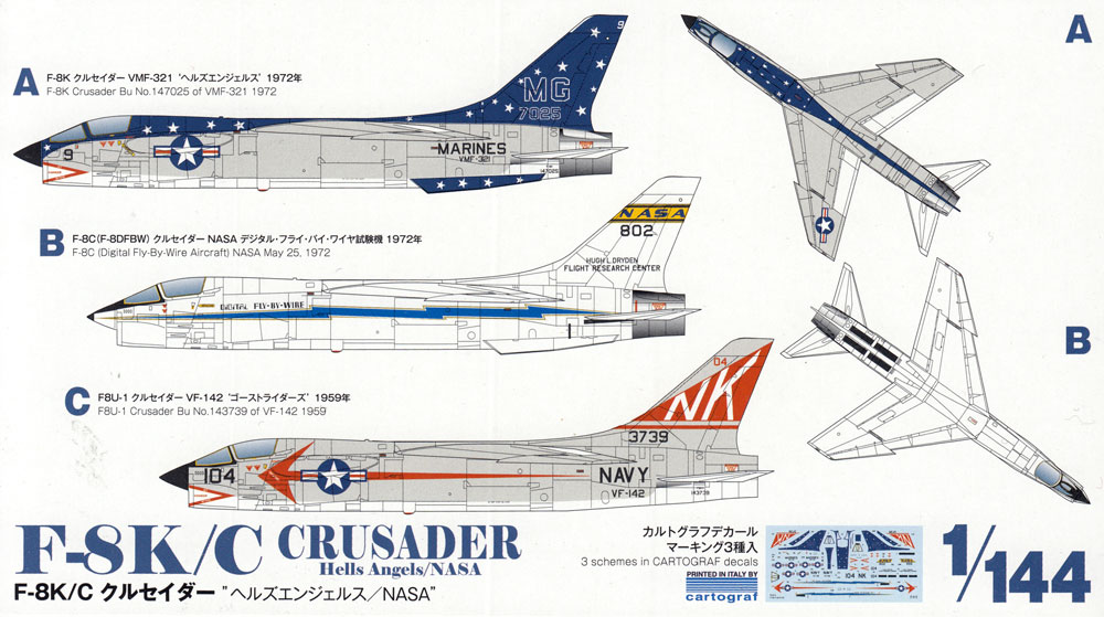 F-8K/C クルセイダー ヘルズエンジェルス/ NASA プラモデル (プラッツ 1/144 プラスチックモデルキット No.PDR-009) 商品画像_1