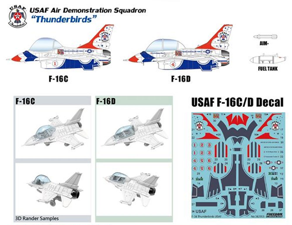 USAF F-16C & F-16D サンダーバーズ プラモデル (フリーダムモデル コンパクトシリーズ No.162714) 商品画像_1