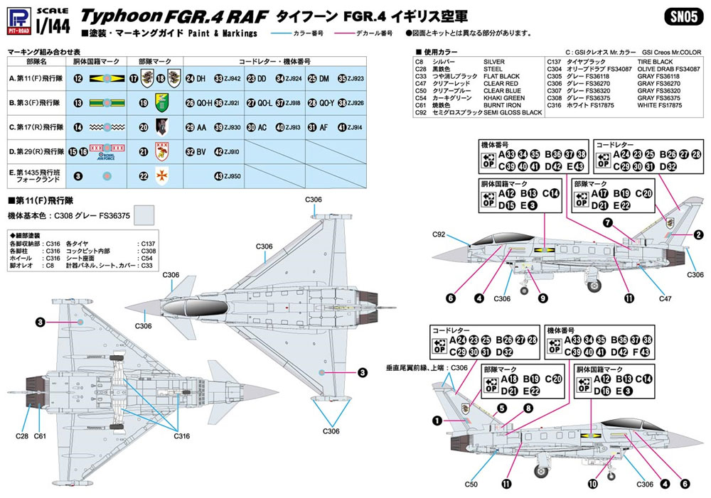 タイフーン FGR.4 イギリス空軍 イタリア/スペイン空軍 デカール付属 プラモデル (ピットロード SN 航空機 プラモデル No.SN005SP) 商品画像_1