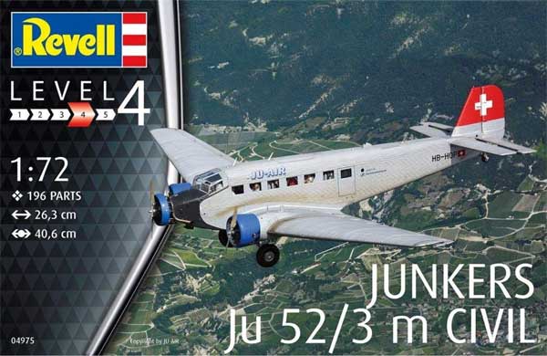 ユンカース Ju52/3m 民間機 プラモデル (レベル 1/72 Aircraft No.04975) 商品画像
