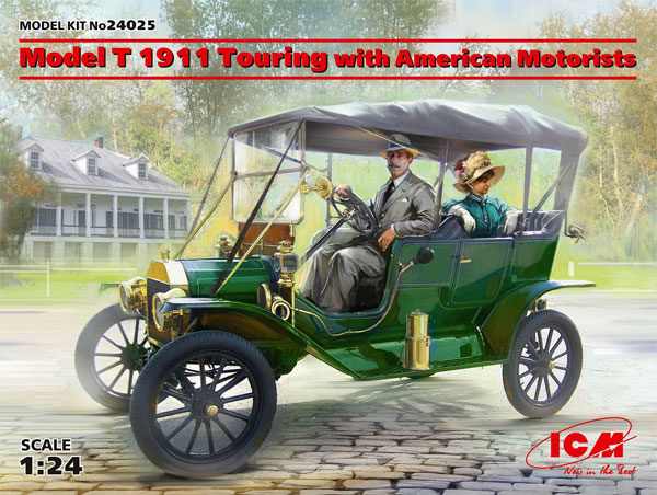 Ｔ型フォード 1911 ツーリング w/アメリカン モーターリスト プラモデル (ICM 1/24 AFVモデル No.24025) 商品画像