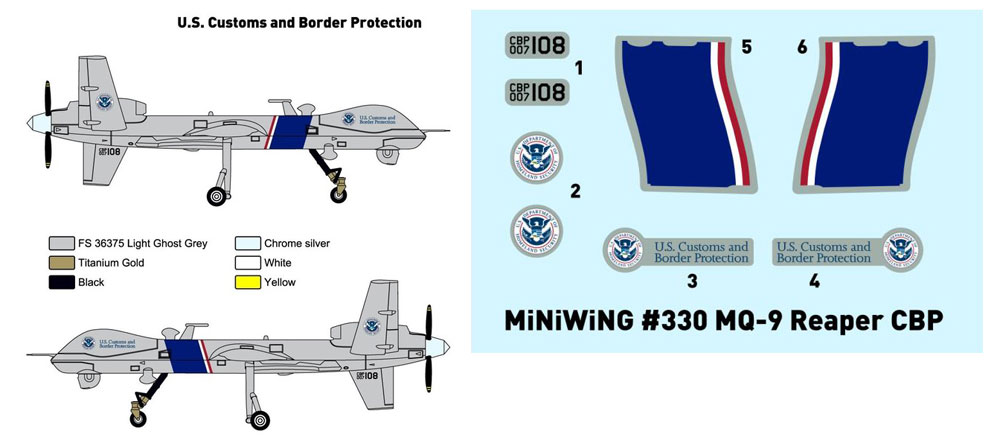 ジェネラル アトミックス MQ-9 リーパー アメリカ合衆国税関・国境警備局 プラモデル (ミニウイング 1/144 インジェクションキット No.mini330) 商品画像_1