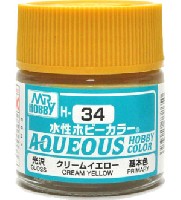 GSIクレオス 水性ホビーカラー AQUEOUS クリームイエロー 光沢 (H-34）