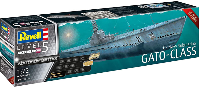 アメリカ海軍 潜水艦 ガトー級 プレミアムエディション プラモデル (レベル 1/72 艦船モデル No.05168) 商品画像