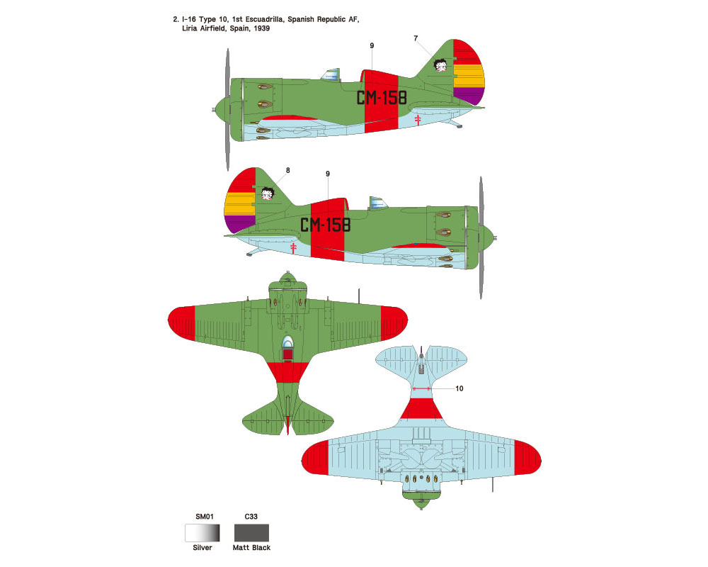 ポリカリポフ I-16 Type10 Part.2 スペイン内戦 (ICM対応) デカール (ウルフパック 1/32 デカール (WD) No.WD32008) 商品画像_3