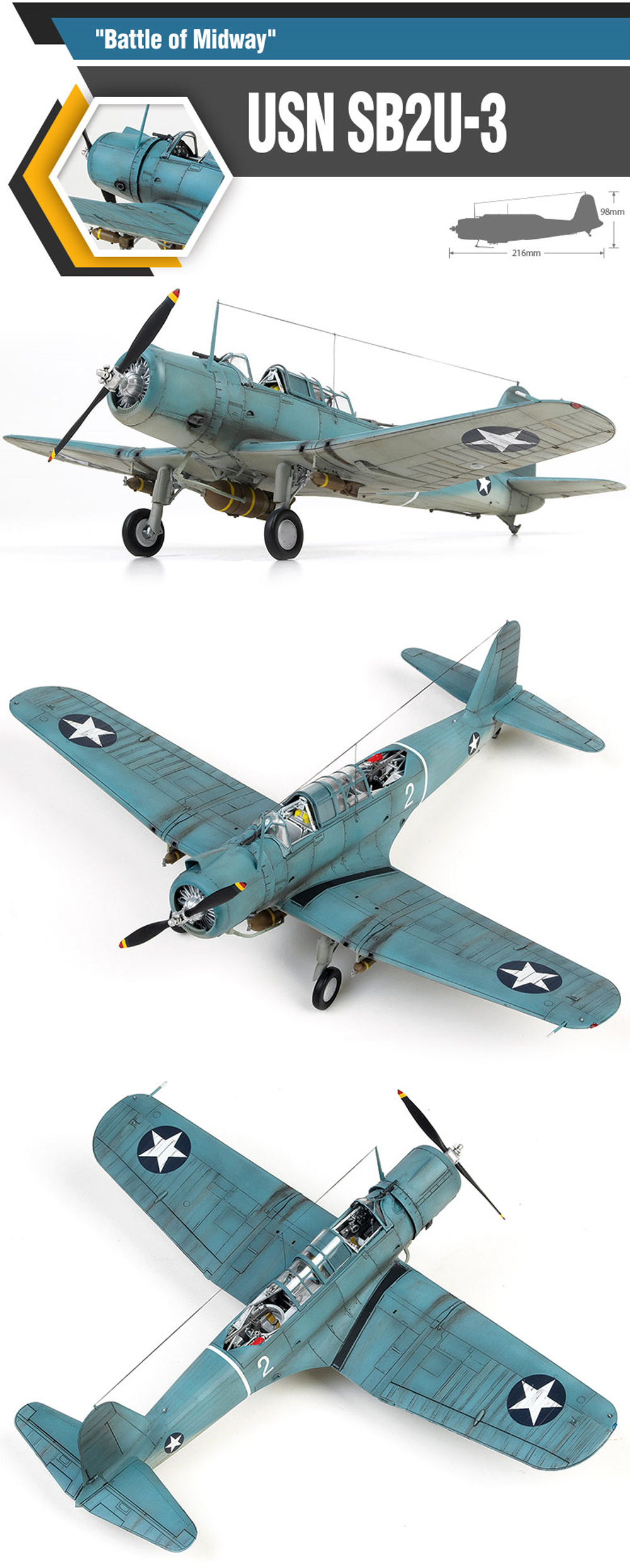 USN SB2U-3 ヴィンディケイター ミッドウェー海戦 プラモデル (アカデミー 1/48 Aircrafts No.12324) 商品画像_4