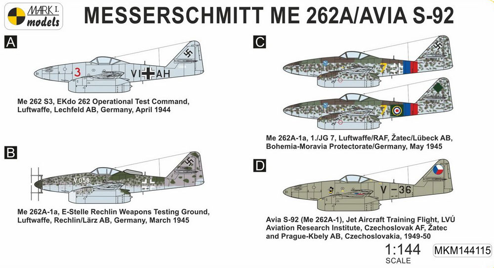 メッサーシュミット Me262A/S-92 迎撃機 2in1 プラモデル (MARK 1 MARK 1 models No.MKM144115) 商品画像_1