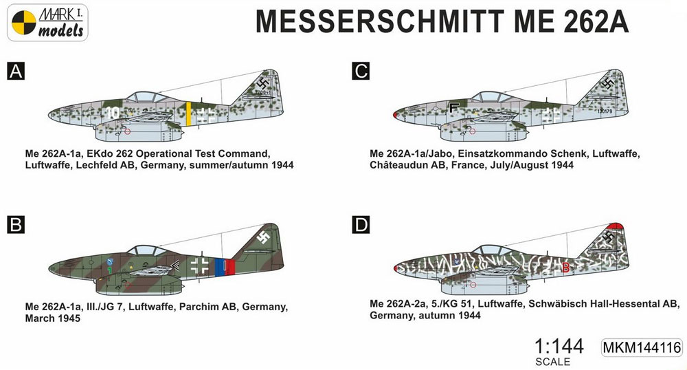 メッサーシュミット Me262A 戦闘爆撃機 2in1 プラモデル (MARK 1 MARK 1 models No.MKM144116) 商品画像_1