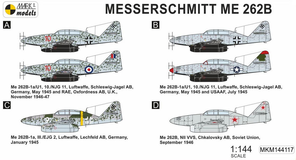 メッサーシュミット Me262B 夜間戦闘機 2in1 プラモデル (MARK 1 MARK 1 models No.MKM144117) 商品画像_1