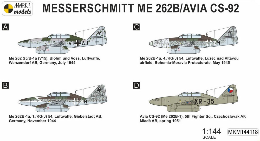 メッサーシュミット Me262B/CS-92 練習機 2in1 プラモデル (MARK 1 MARK 1 models No.MKM144118) 商品画像_1