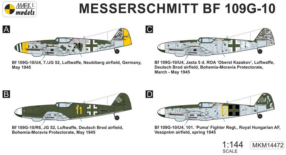 メッサーシュミット Bf109G-10 後期型 グスタフ 2in1 プラモデル (MARK 1 MARK 1 models No.MKM14472) 商品画像_1