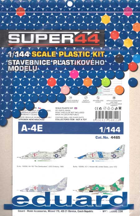 A-4E スカイホーク プラモデル (エデュアルド 1/144 SUPER44 No.4465) 商品画像