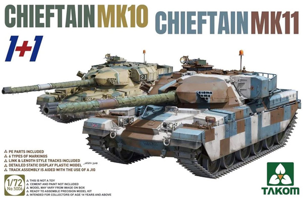 チーフテン Mk.11/Mk.10 (1+1) プラモデル (タコム 1/72 ミリタリー No.5006) 商品画像