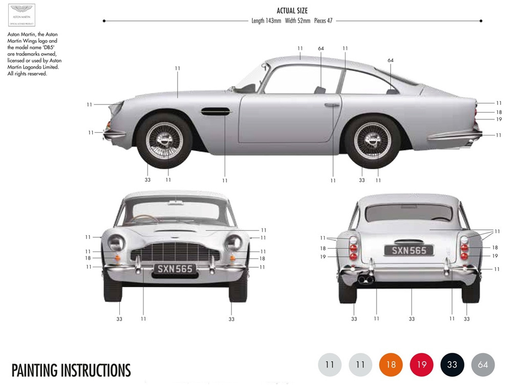 アストン マーチン DB5 (塗料付) プラモデル (エアフィックス 1/32 ミリタリー No.A50089B) 商品画像_1