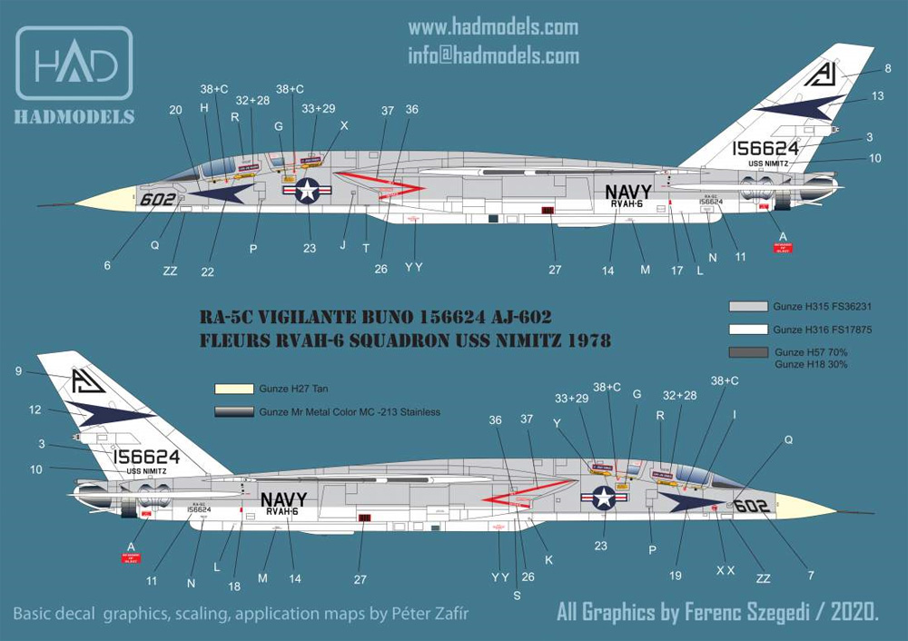 RA-5C ヴィジランティ USS ニミッツ RVAH-6 1978 デカール デカール (HAD MODELS 1/72 デカール No.HAD72220) 商品画像_3