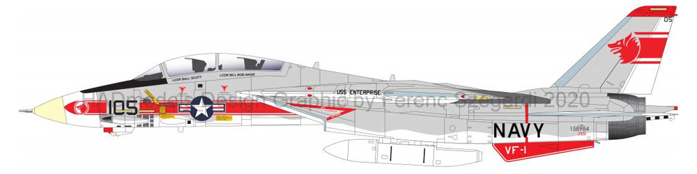 F-14A トムキャット VF-1 ウルフパック USS エンタープライズ デカール デカール (HAD MODELS 1/48 デカール No.HAD48218) 商品画像_3