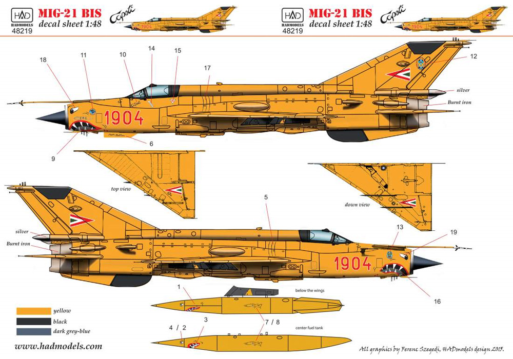 MiG-21bis ツァーぺティ フェアフォード 空軍基地航空ショー RIAT 1993 デカール デカール (HAD MODELS 1/48 デカール No.HAD48219) 商品画像_2