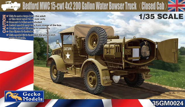 ベッドフォード MWC 15-cwt 4x2 200ガロン 給水トラック クローズキャブ プラモデル (ゲッコーモデル 1/35 ミリタリー No.35GM0024) 商品画像