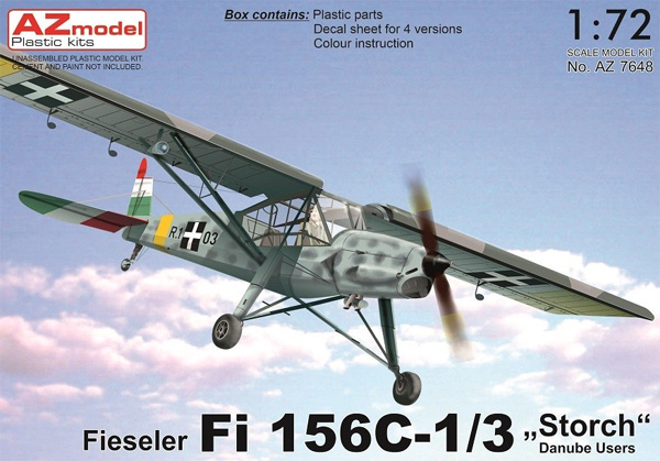 フィゼラー Fi156C-1/3 シュトルヒ ドナウ川流域国 プラモデル (AZ model 1/72 エアクラフト プラモデル No.AZ7648) 商品画像