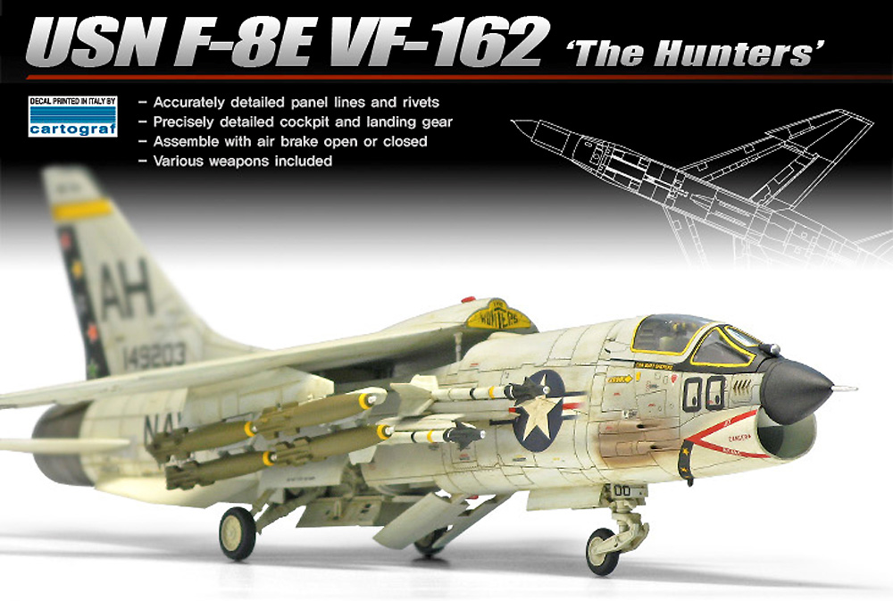 アメリカ海軍 F-8E クルセイダー VF-162 ザ・ハンターズ プラモデル (アカデミー 1/72 Scale Aircrafts No.12521) 商品画像_1