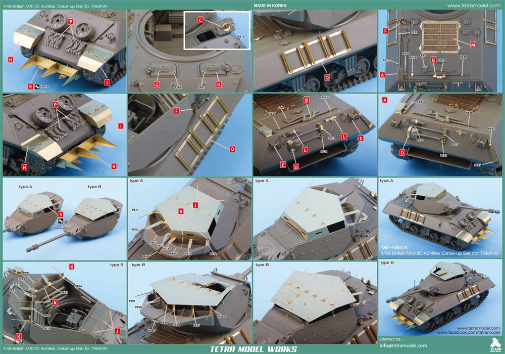 イギリス駆逐戦車 M10 2C アキリーズ ディテールアップセット (タミヤ対応) エッチング (テトラモデルワークス AFV エッチングパーツ No.ME-48004) 商品画像_3