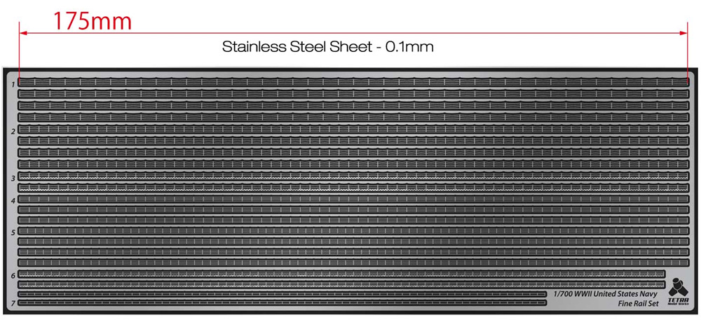 WW2 アメリカ海軍 手すり (0.1mm) エッチング (テトラモデルワークス 艦船 エッチングパーツ No.SA-70015) 商品画像_1