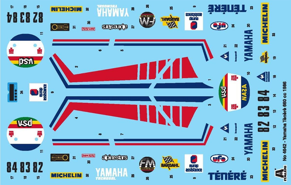 ヤマハ テネレ 660CC パリ・ダカールラリー 1986 (日本語組み立て説明書付属) プラモデル (イタレリ 1/9 オフロードバイク No.4642) 商品画像_1