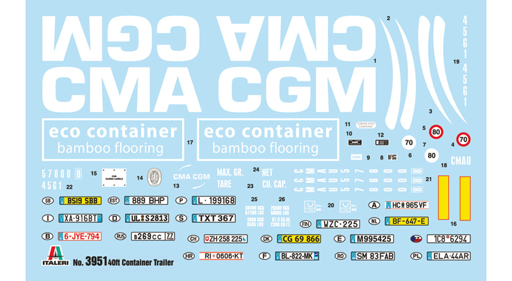 40フィート コンテナ トレーラー プラモデル (イタレリ 1/24 トラックシリーズ No.3951) 商品画像_1