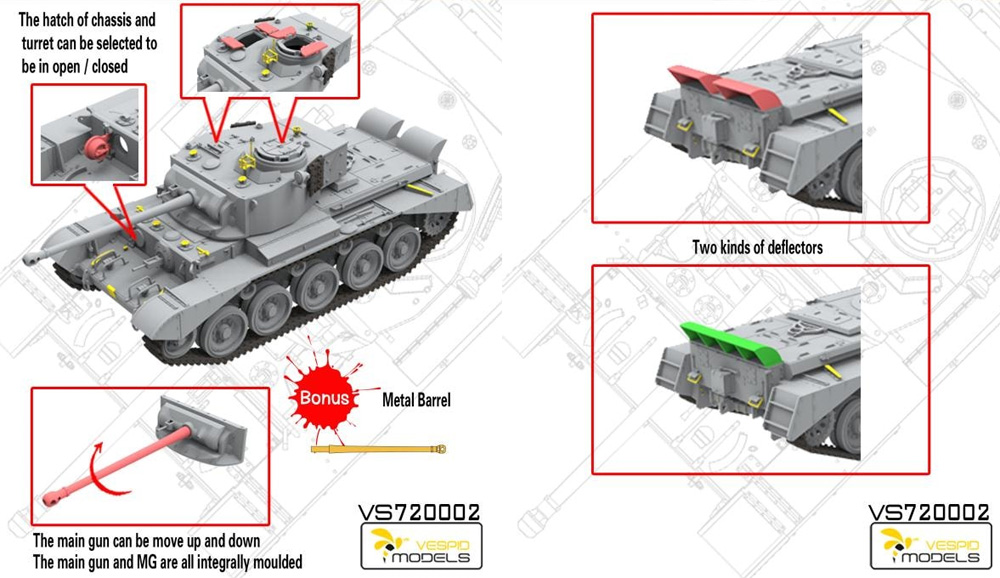 A34 コメット Mk.1A イギリス 巡行戦車 プラモデル (ヴェスピッドモデル 1/72 ミリタリー No.VS720002) 商品画像_1