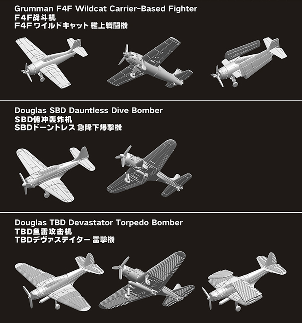 第二次世界大戦 アメリカ海軍 艦載機セット 1 プラモデル (フライホーク 1/700 艦船 No.FH1164) 商品画像_1