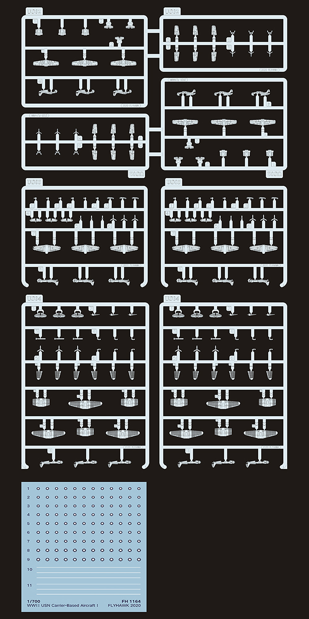 第二次世界大戦 アメリカ海軍 艦載機セット 1 プラモデル (フライホーク 1/700 艦船 No.FH1164) 商品画像_2