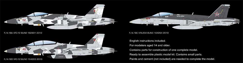 F/A-18A/C/D ホーネット VFC-12 & VFA-204 アグレッサー プラモデル (キネティック 1/48 エアクラフト プラモデル No.K48088) 商品画像_2