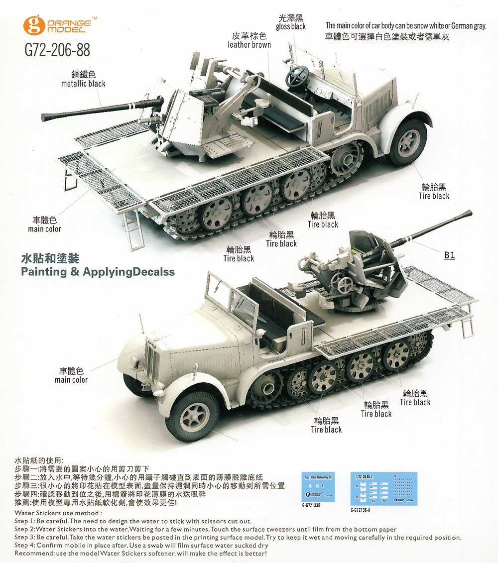 ドイツ Sd.Kfz.7/2 8トン ハーフトラック 37mm Flak36 自走対空坊 極初期型 プラモデル (ORANGE HOBBY 1/72 Orange Model No.G72-206-088) 商品画像_1