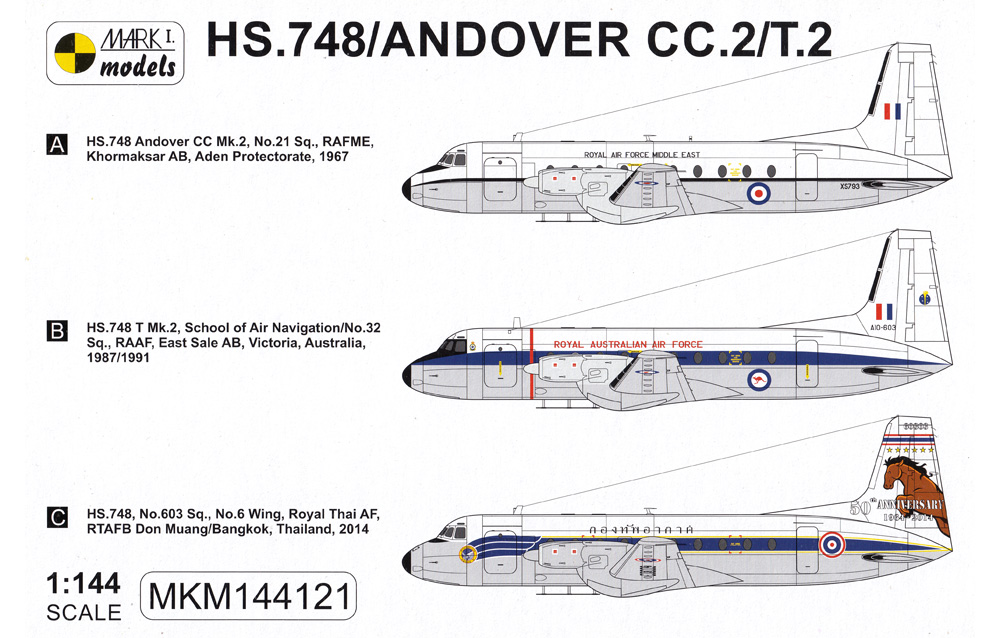 HS.748 / アンドーヴァー CC.2/T.2 戦術輸送機 アジア・オーストラリア プラモデル (MARK 1 MARK 1 models No.MKM144121) 商品画像_1